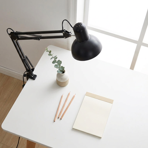 Desk lamp – overhead flat-lay