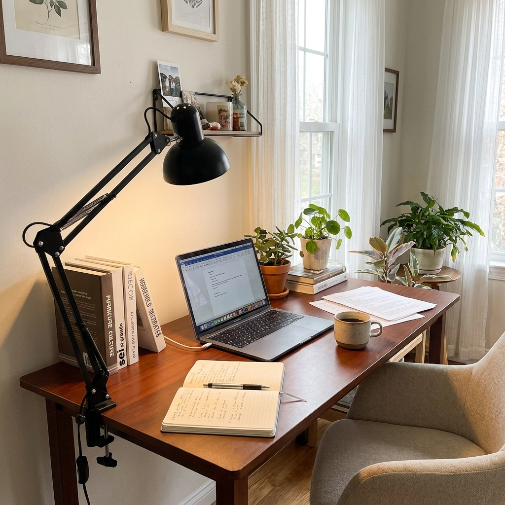 Desk lamp – wide angle on desk