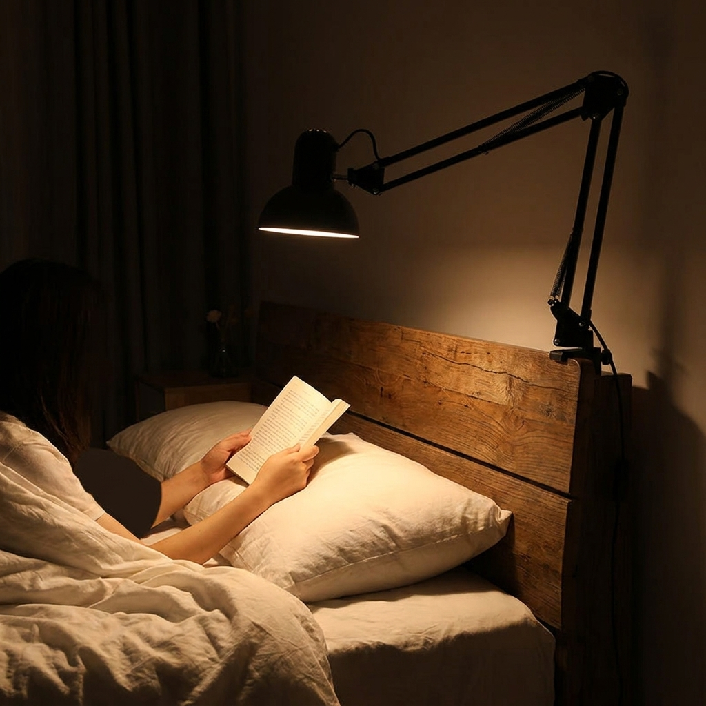 Desk lamp – clipped to headboard, bedtime reading