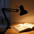 Desk lamp – close-up over book