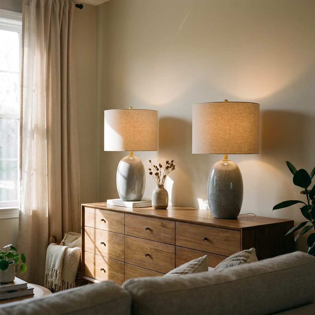 Farmhouse Ceramic Table Lamps – sideboard lifestyle