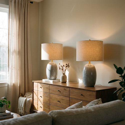 Farmhouse Ceramic Table Lamps – sideboard lifestyle