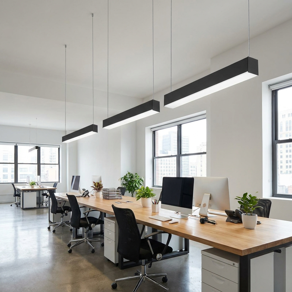 4ft LED Linear Fixture – open-plan office